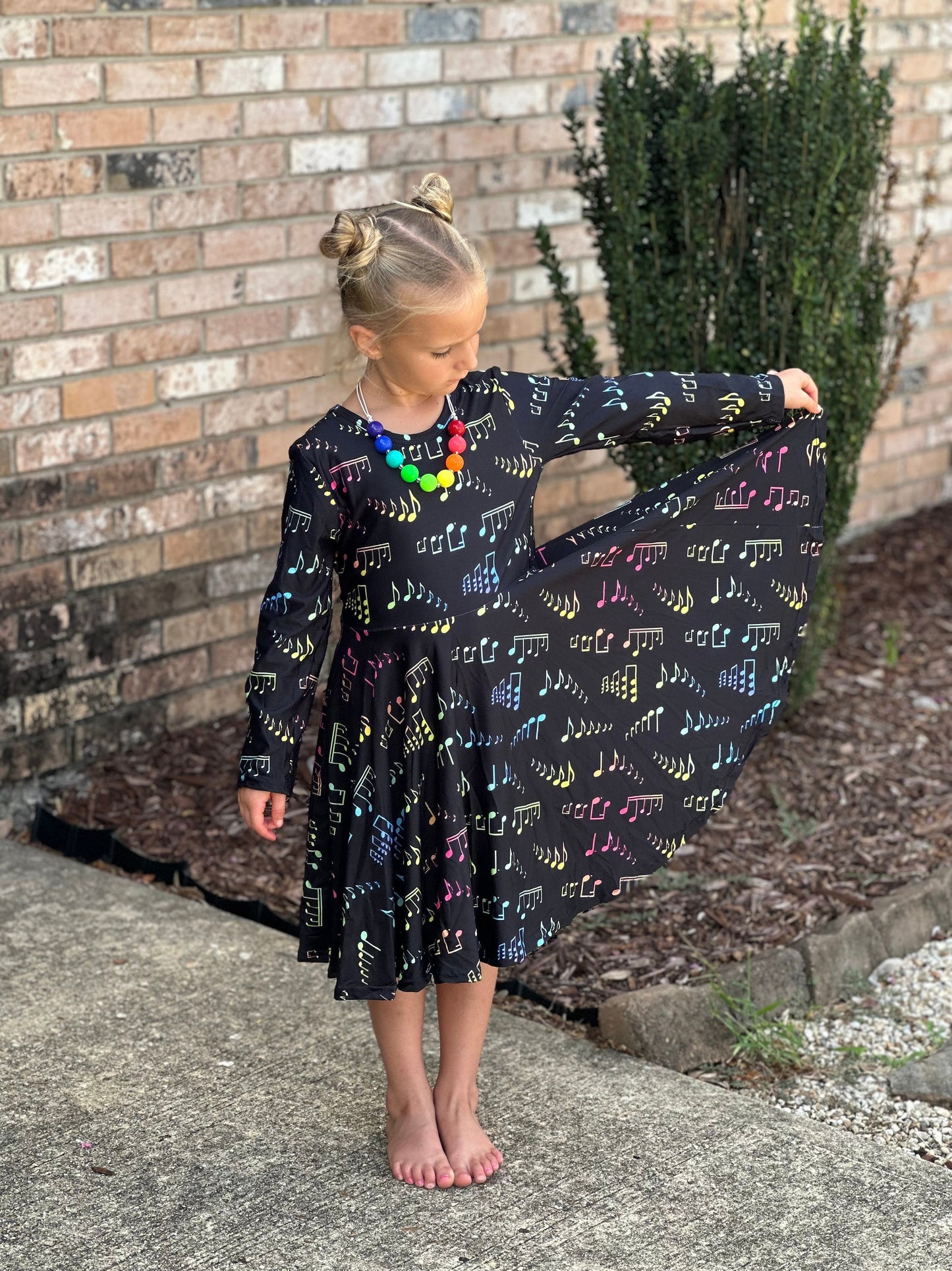 Rainbow music notes twirl dress