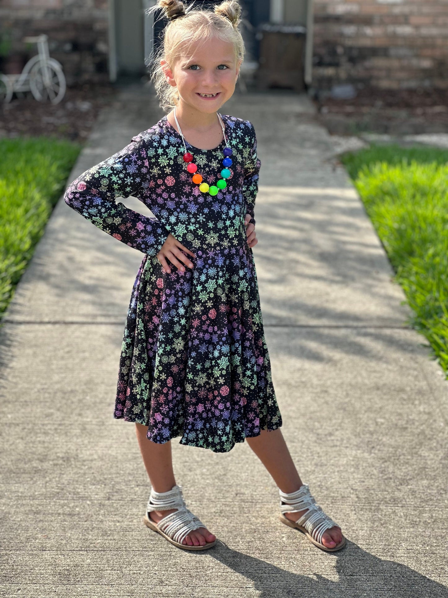 Rainbow Snowflakes Twirl Dress
