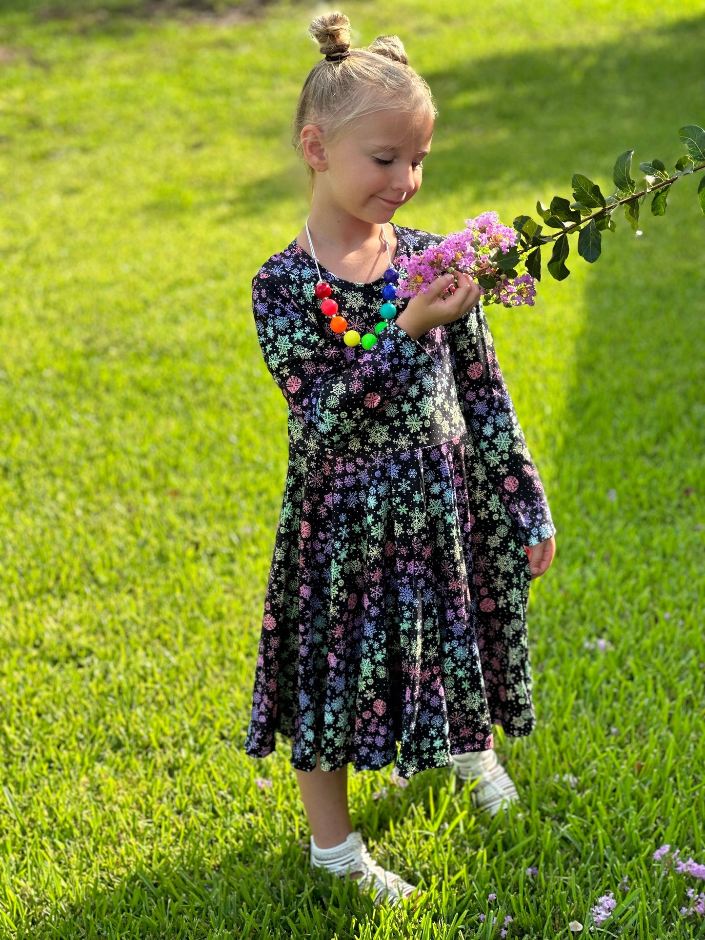 Rainbow Snowflakes Twirl Dress