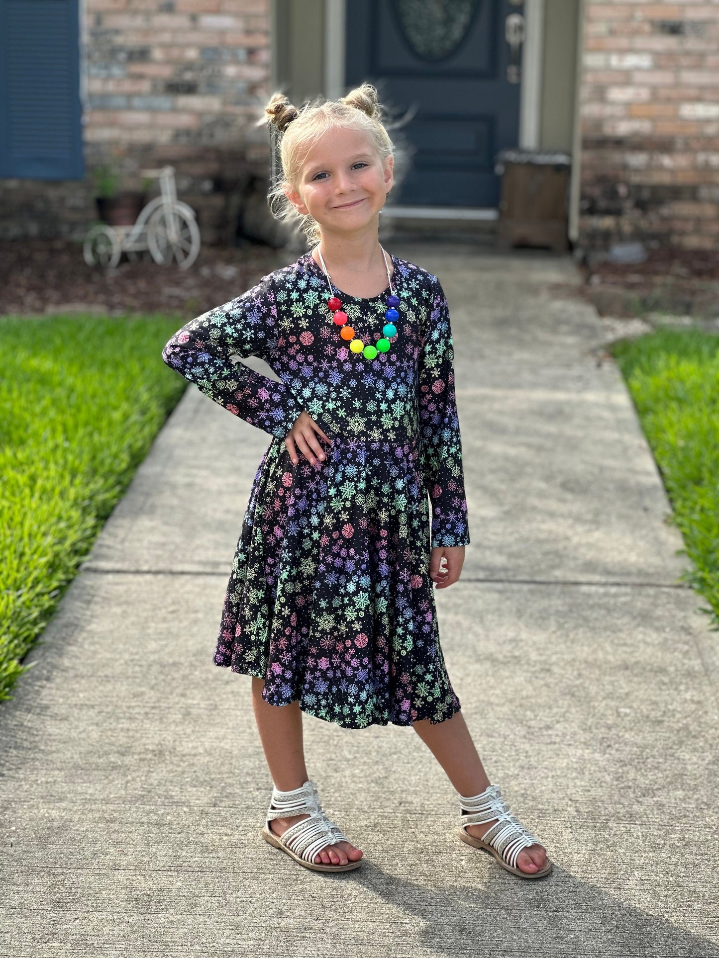 Rainbow Snowflakes Twirl Dress