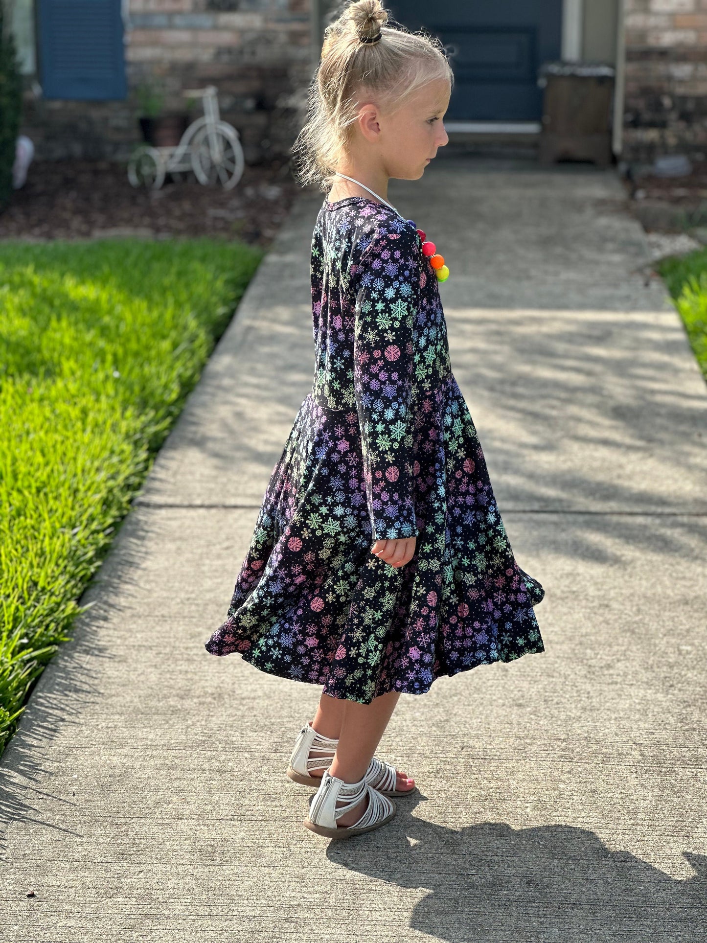 Rainbow Snowflakes Twirl Dress