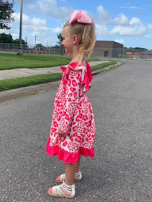 Leopard Pizza Love Ruffle Twirl Dress