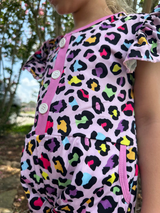 Pink Leopard Romper