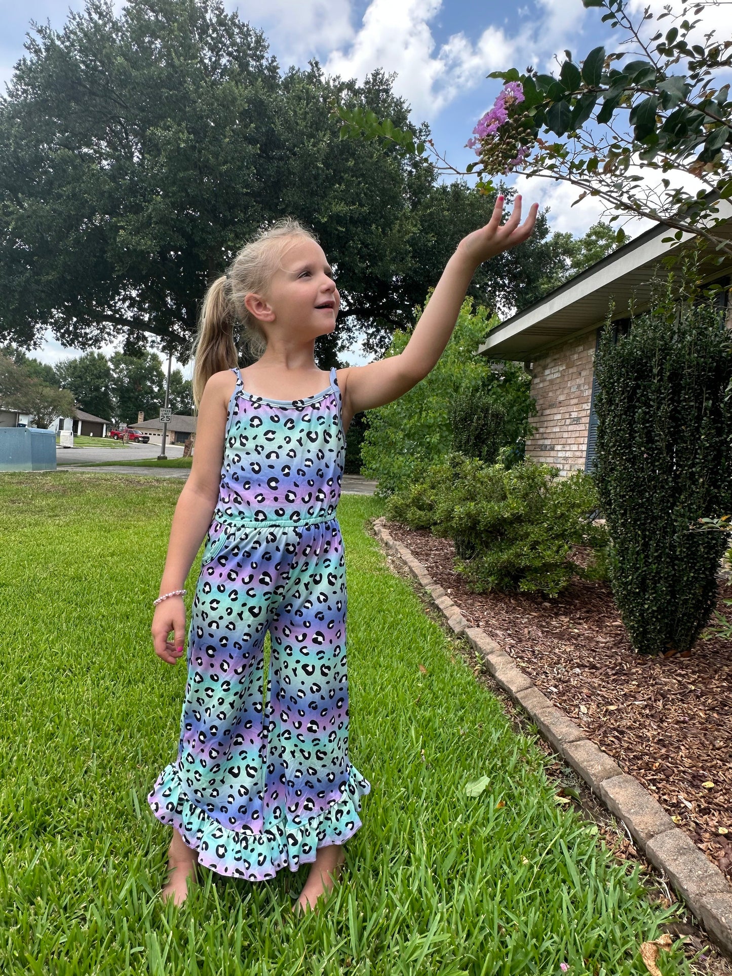 Purple blue and Teal Leopard Jumper