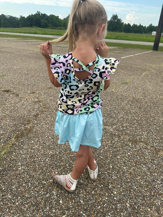 Pastel Leopard Skirt Set