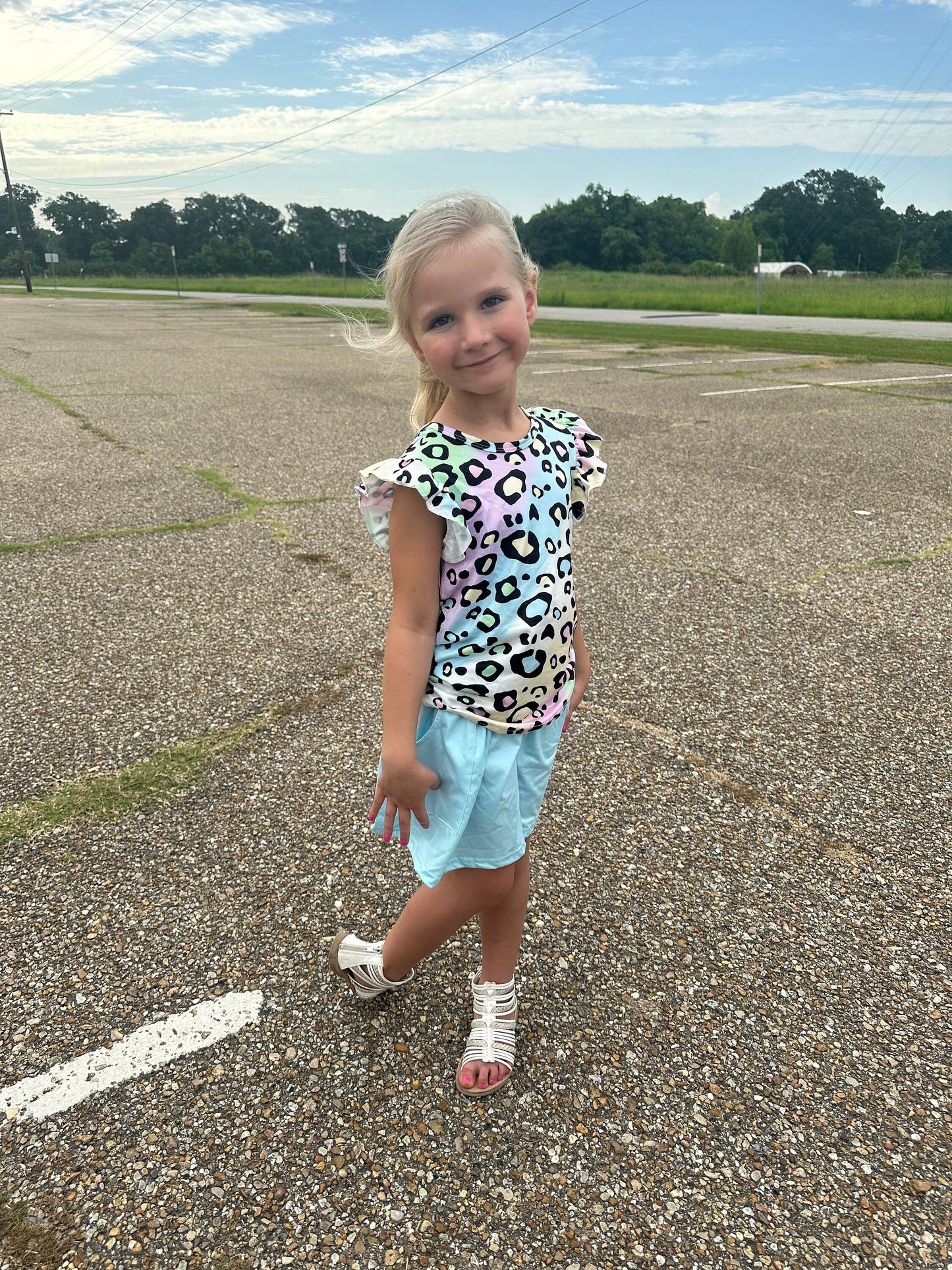 Pastel Leopard Skirt Set