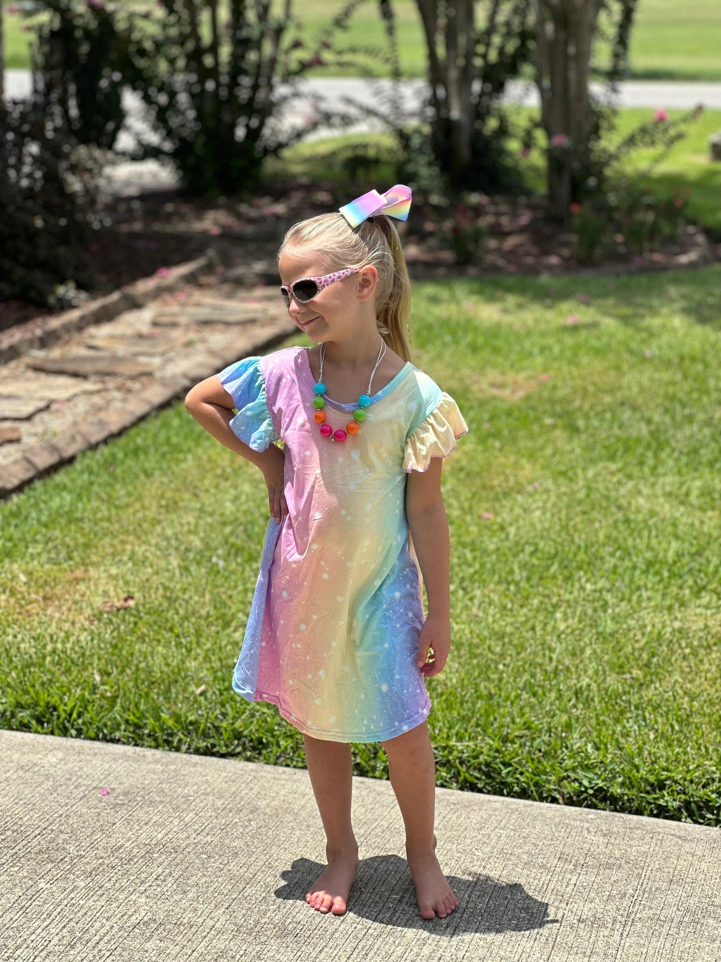 Rainbow Sparkle Swing Dress