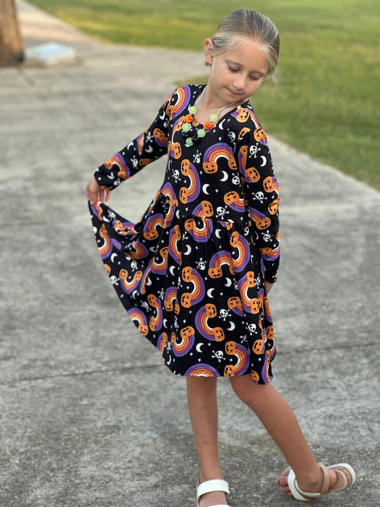 Rainbow pumpkin Halloween dress