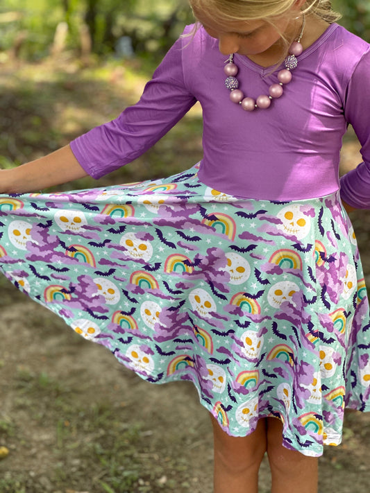 Bats and Rainbows Ballerina Twirl Dress
