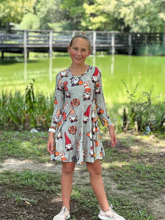 Thanksgiving Gnome Twirl Dress
