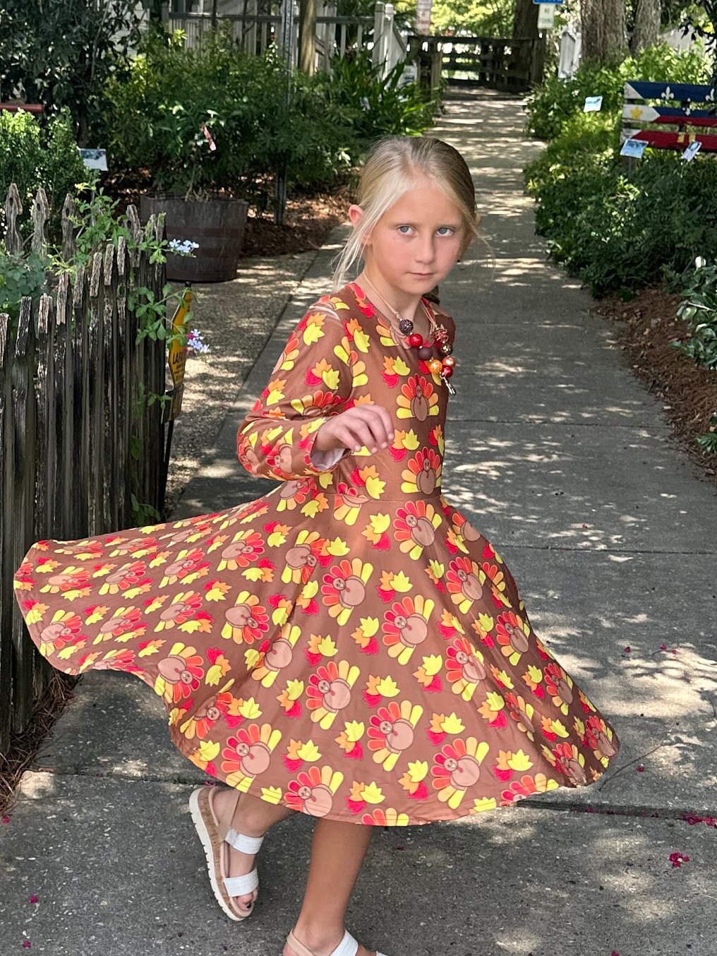 Long sleeve Turkey twirl dress
