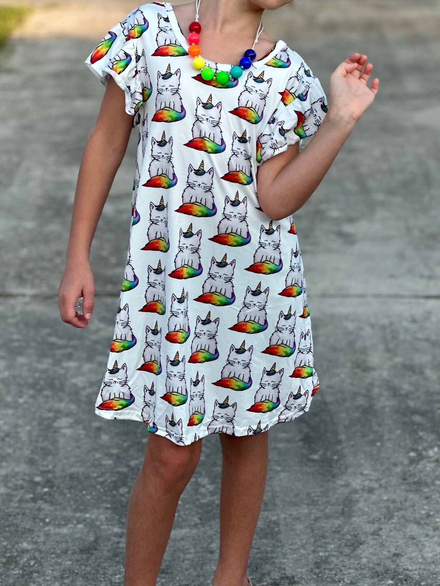 Rainbow Caticorn swing dress