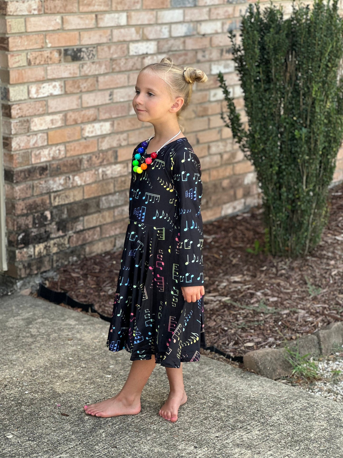 Rainbow music notes twirl dress