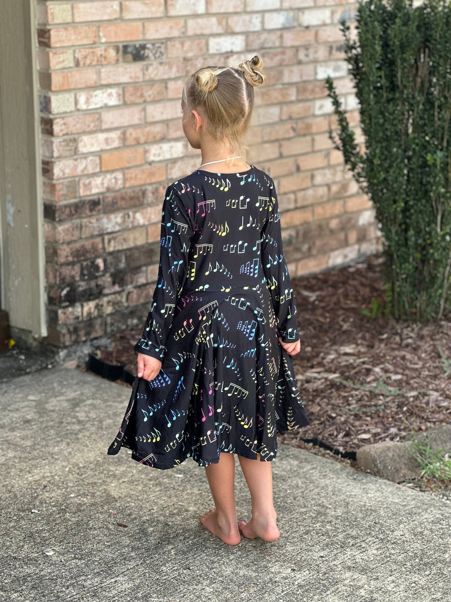 Rainbow music notes twirl dress