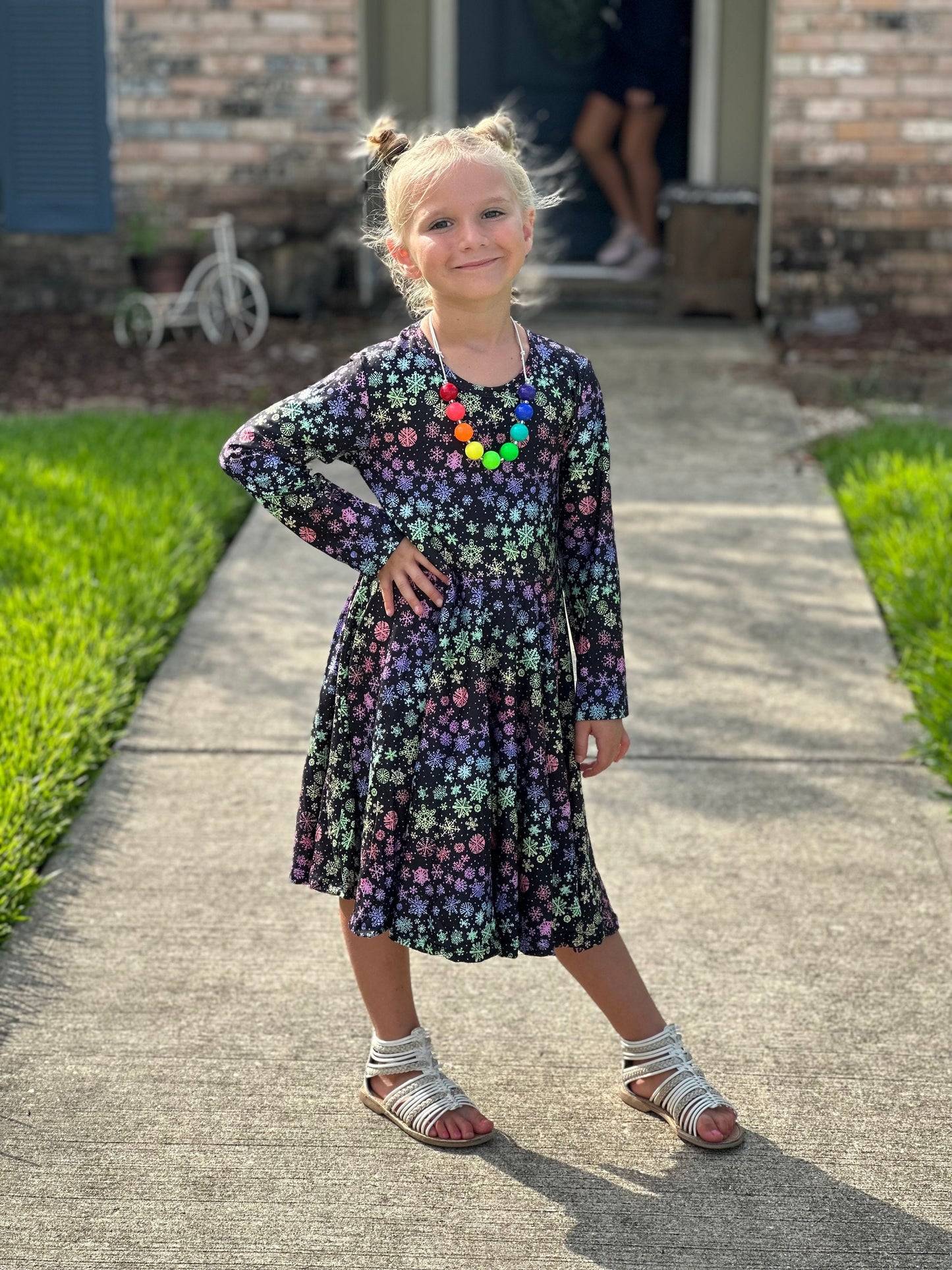 Rainbow Snowflakes Twirl Dress