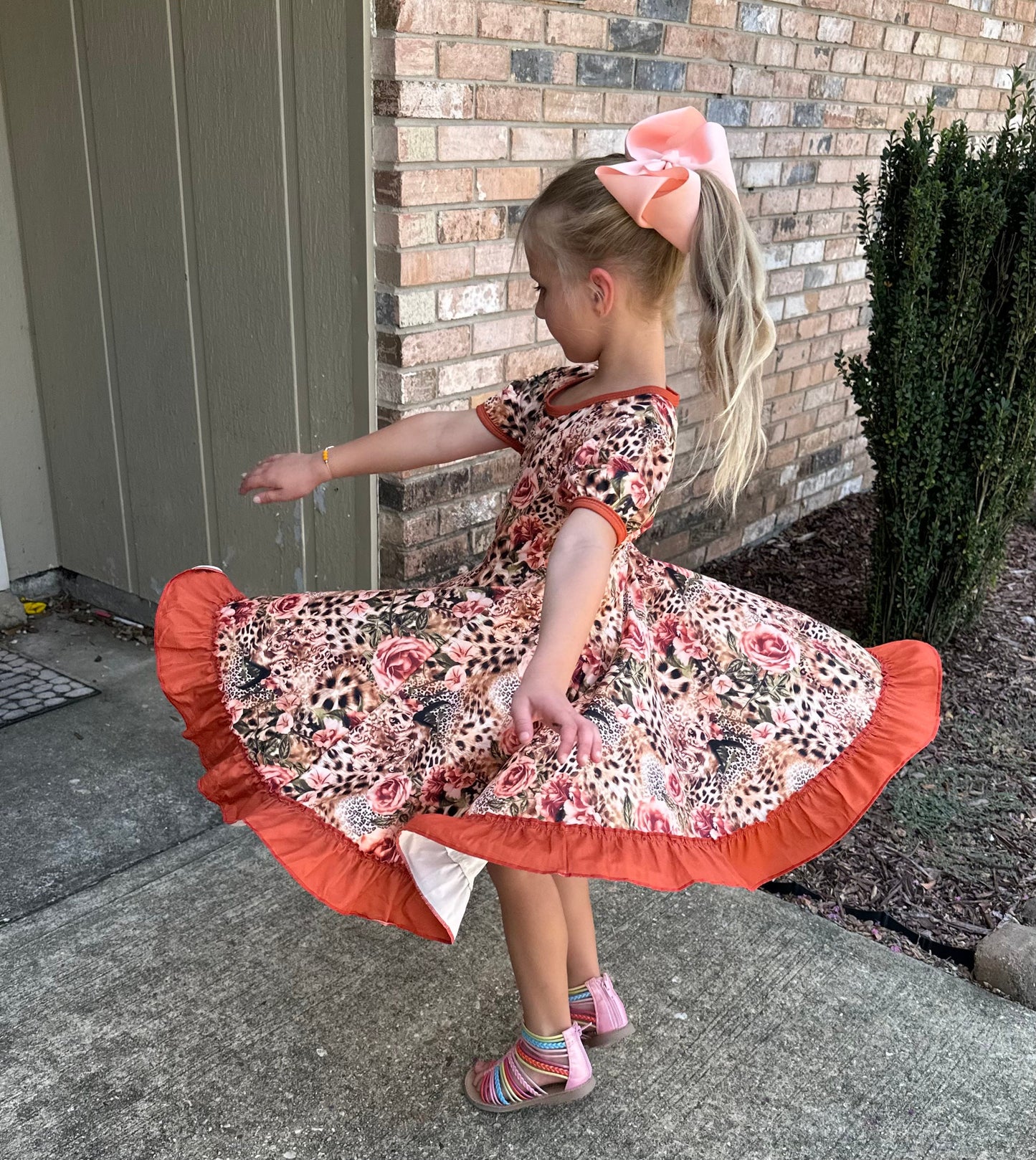 Leopard Roses Twirl Dress