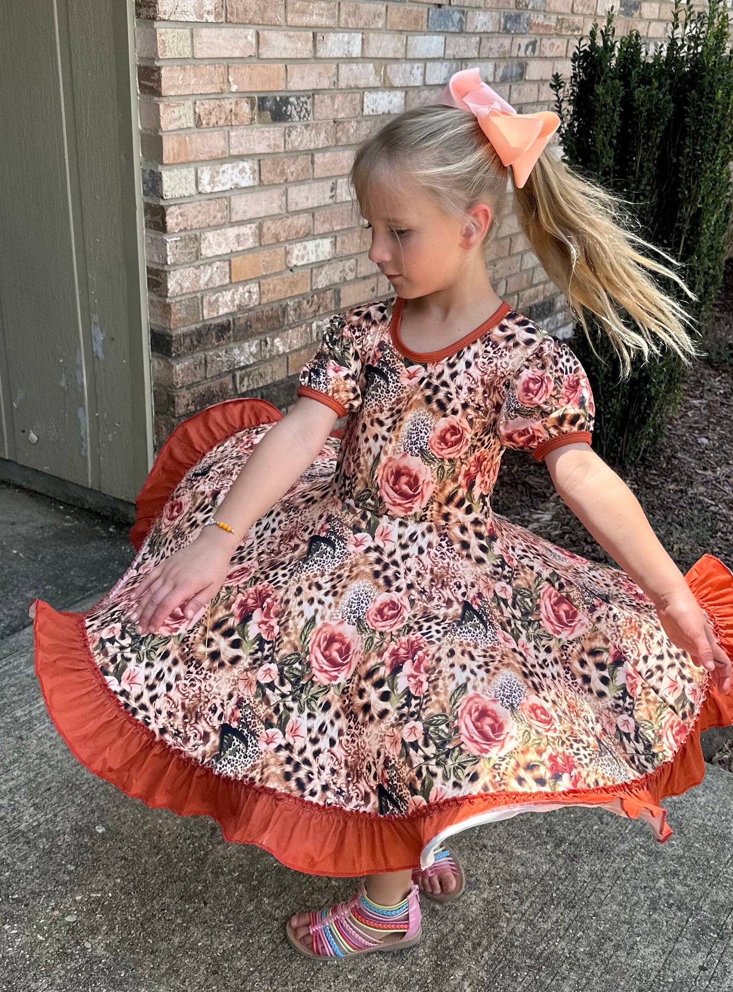 Leopard Roses Twirl Dress