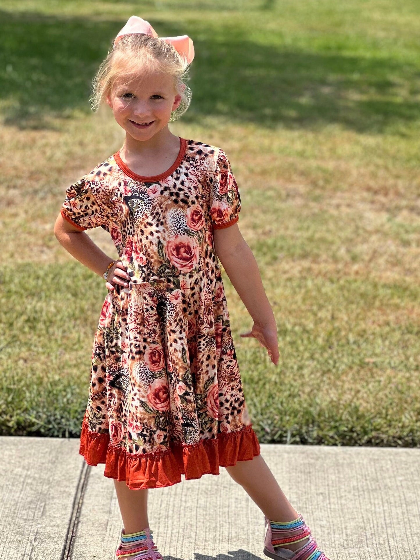 Leopard Roses Twirl Dress