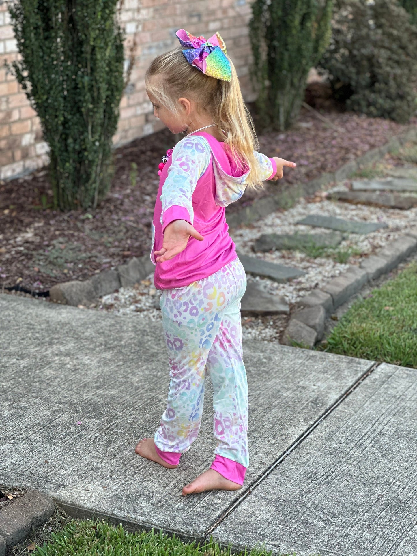 Pastel leopard jogger set