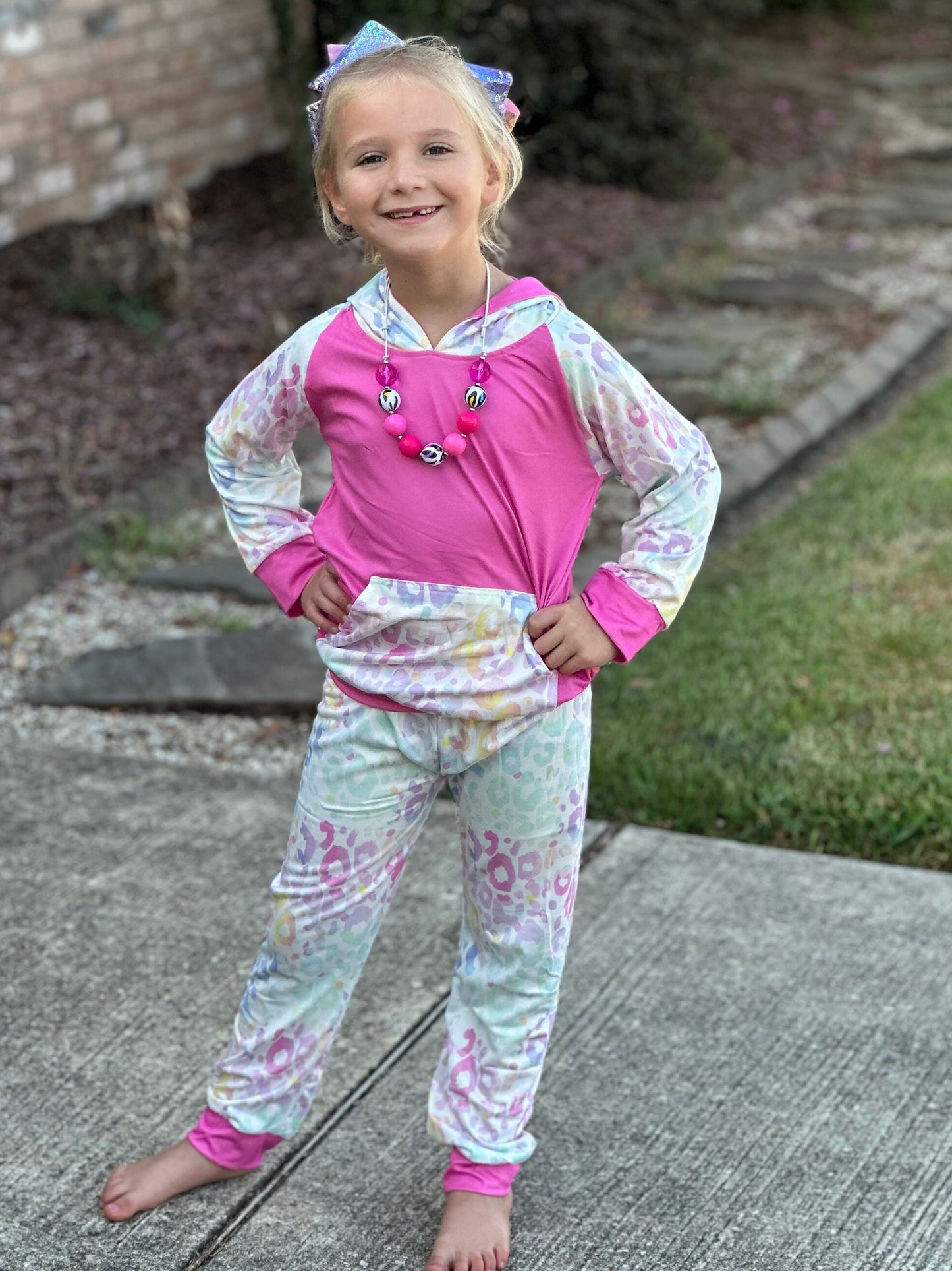 Pastel leopard jogger set