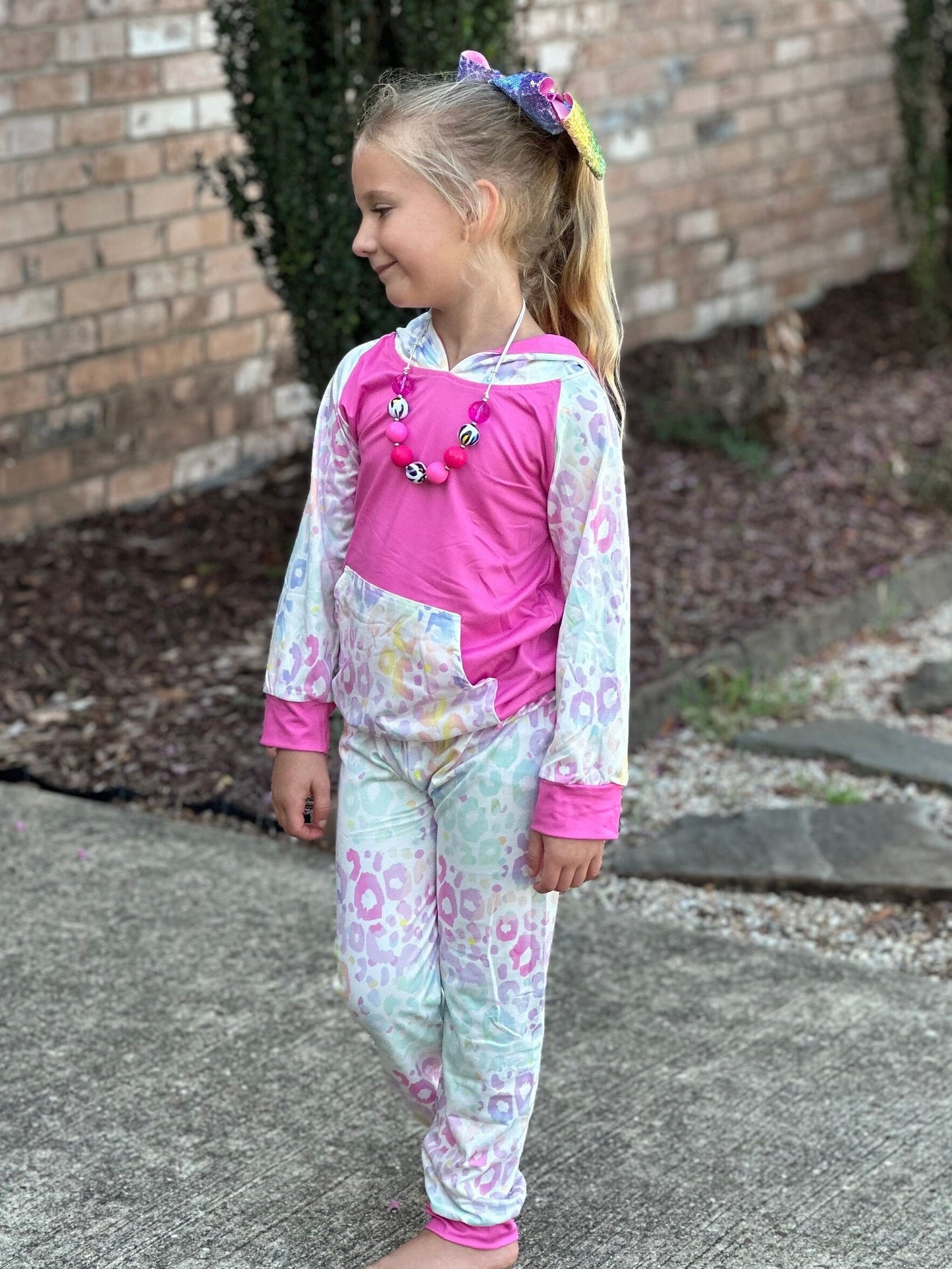 Pastel leopard jogger set
