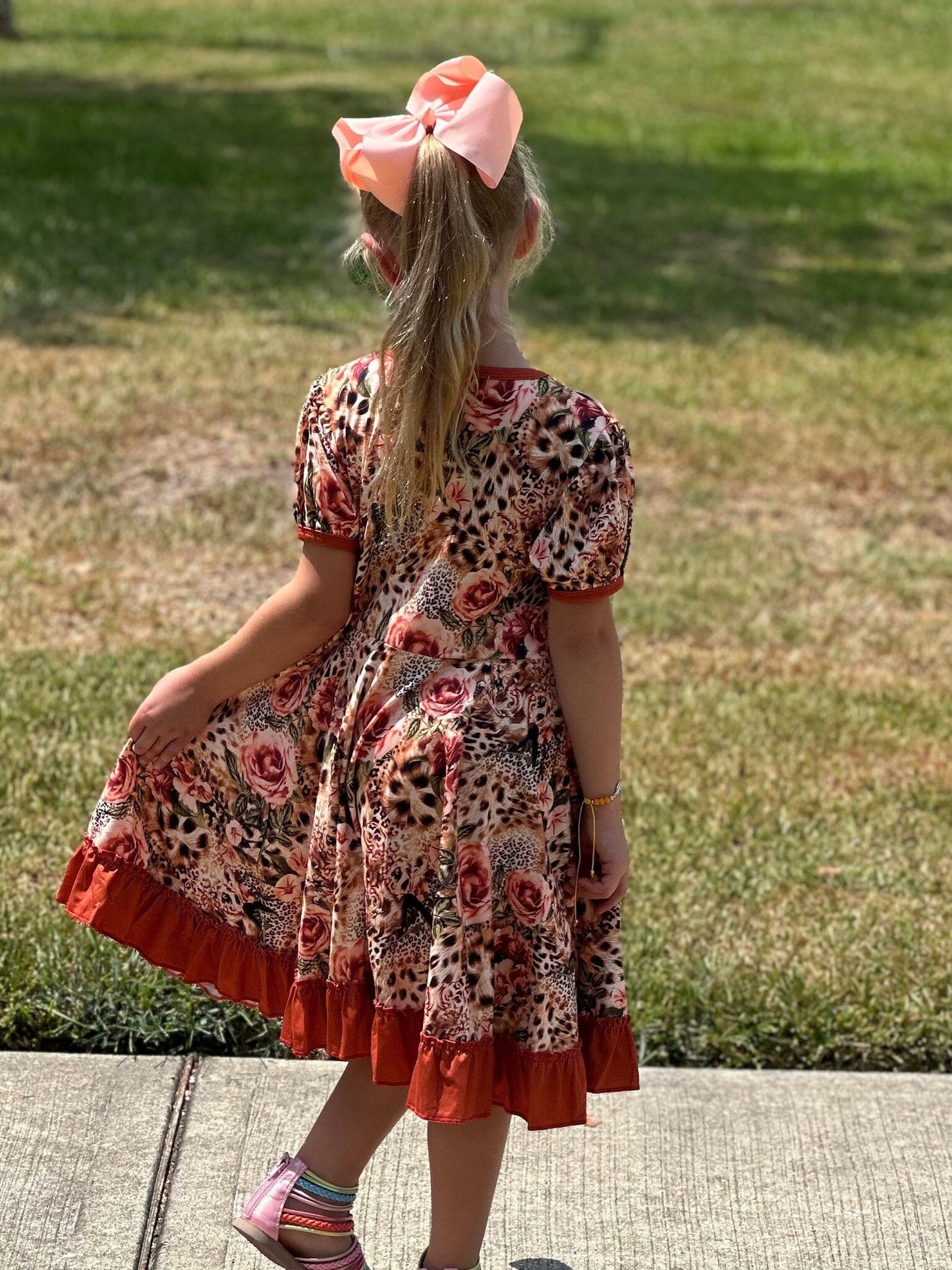 Leopard Roses Twirl Dress