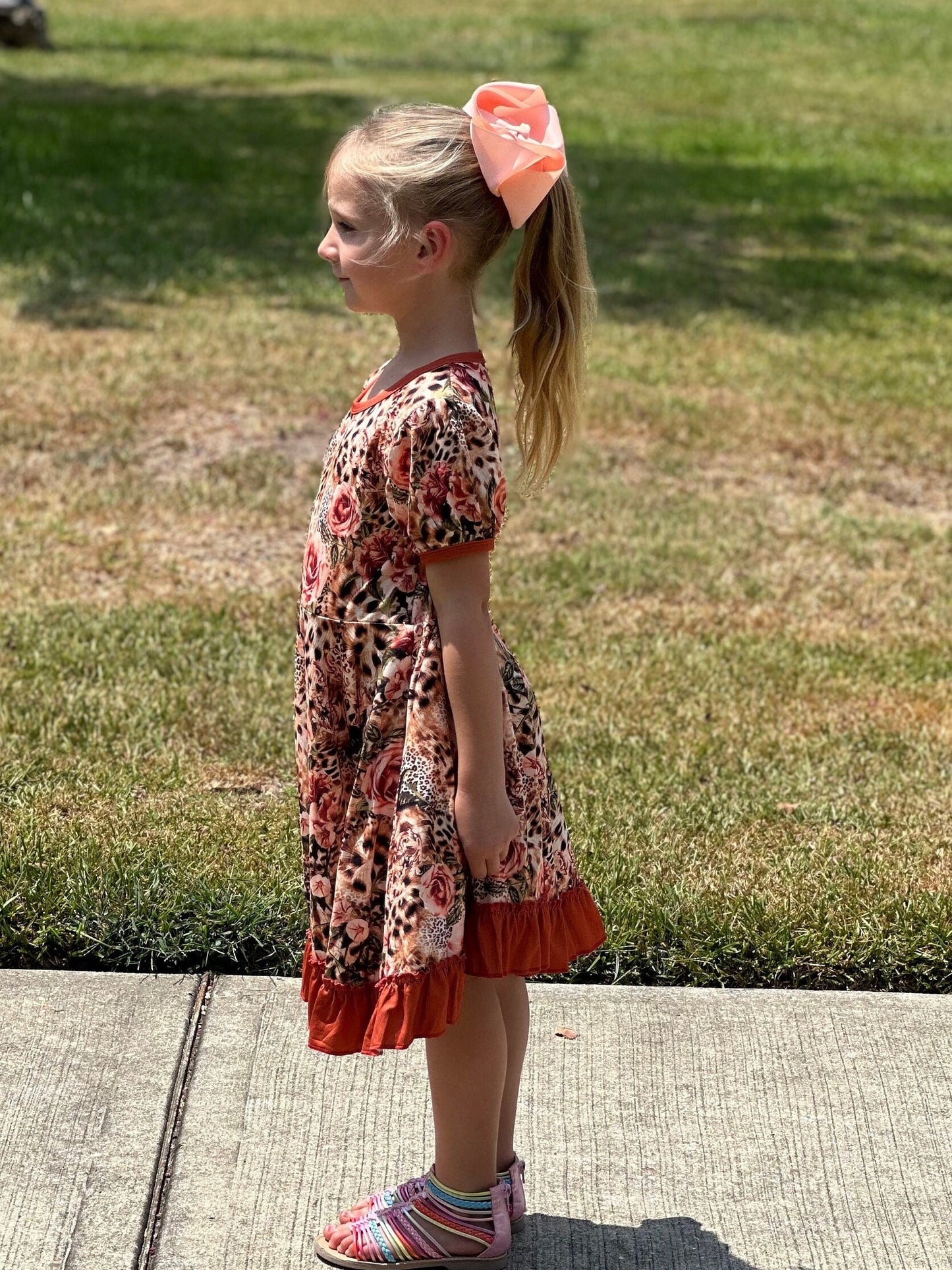 Leopard Roses Twirl Dress