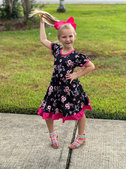 Pink Floral Twirl Dress