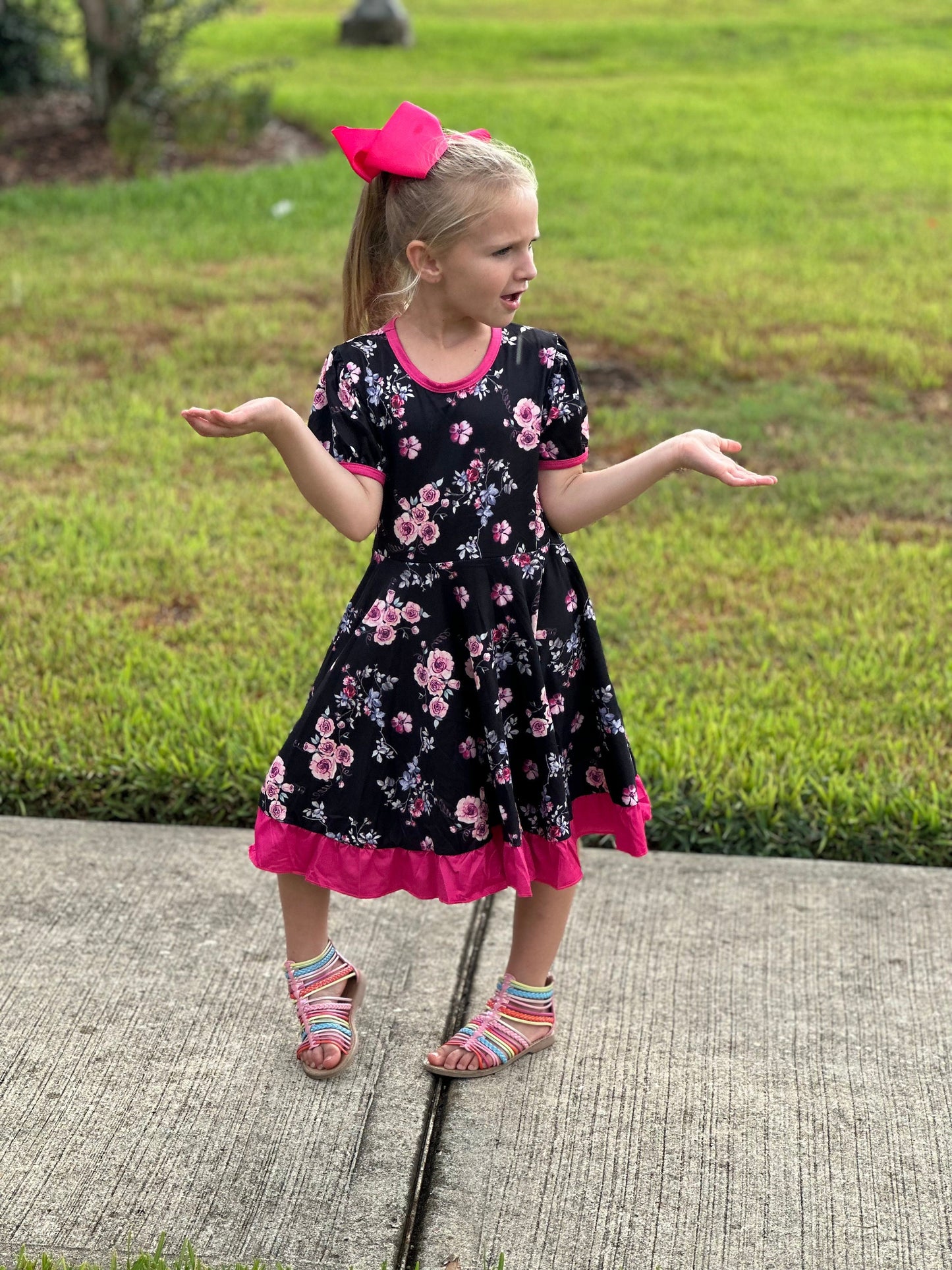 Pink Floral Twirl Dress