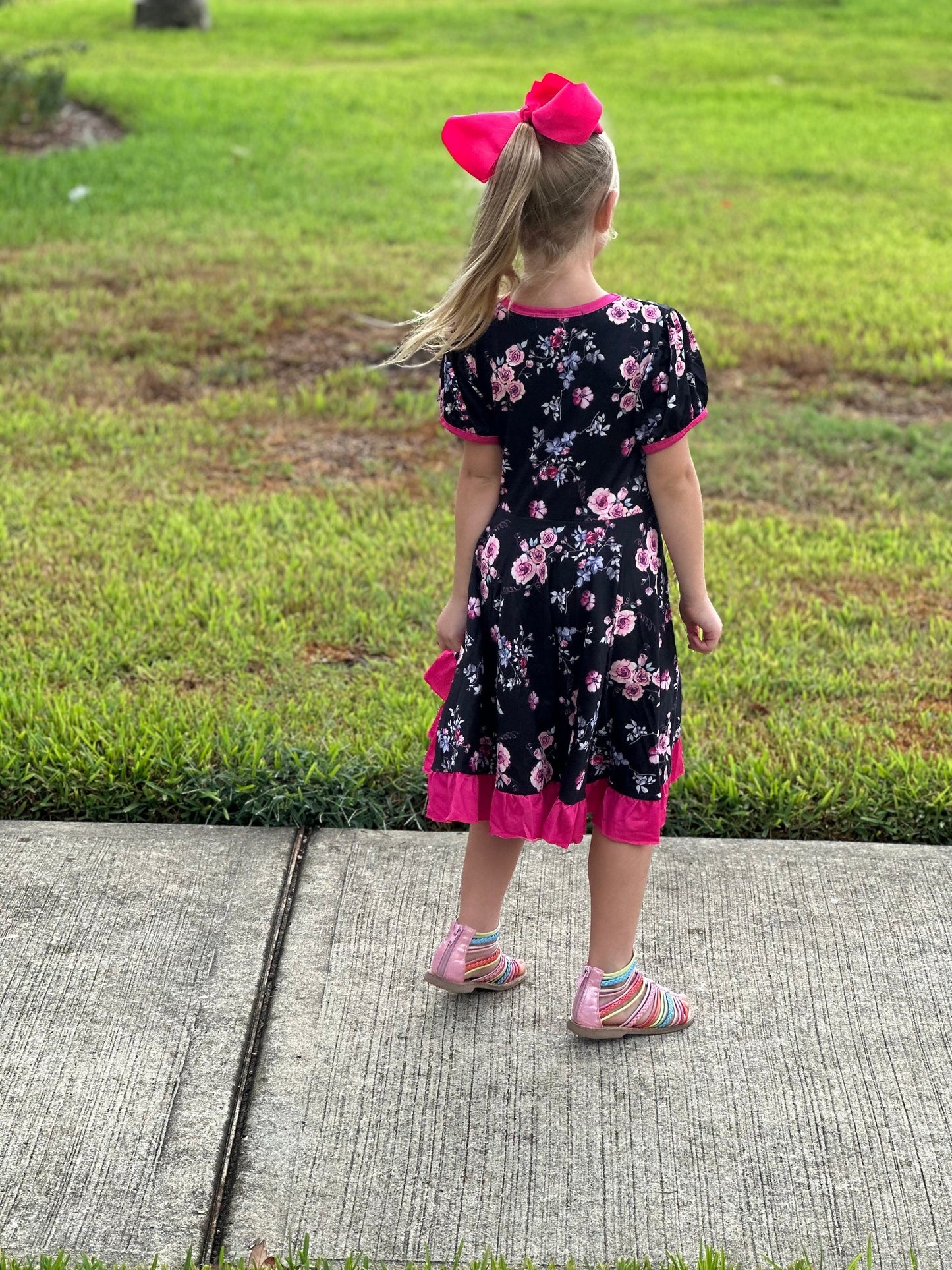 Pink Floral Twirl Dress