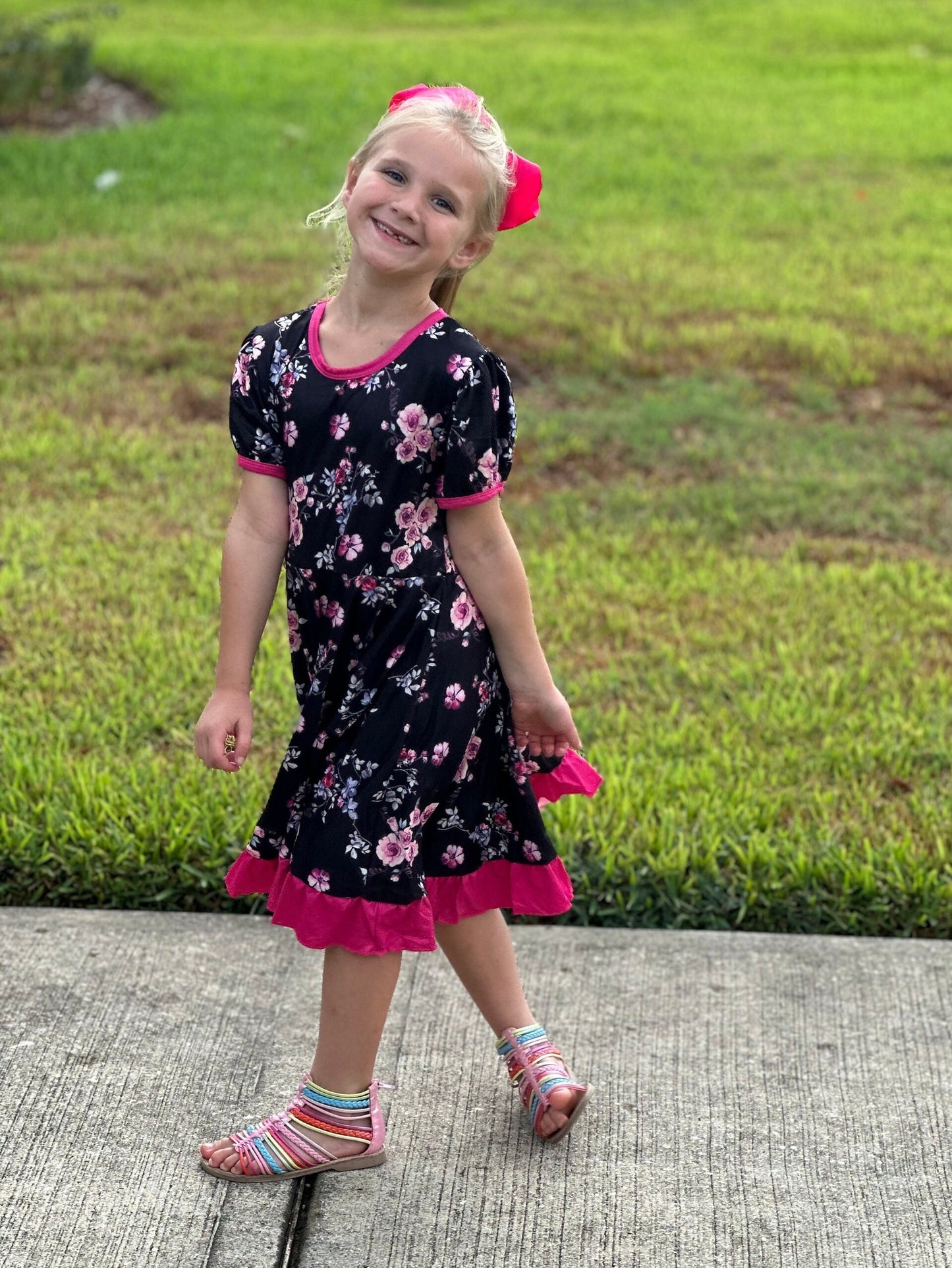 Pink Floral Twirl Dress