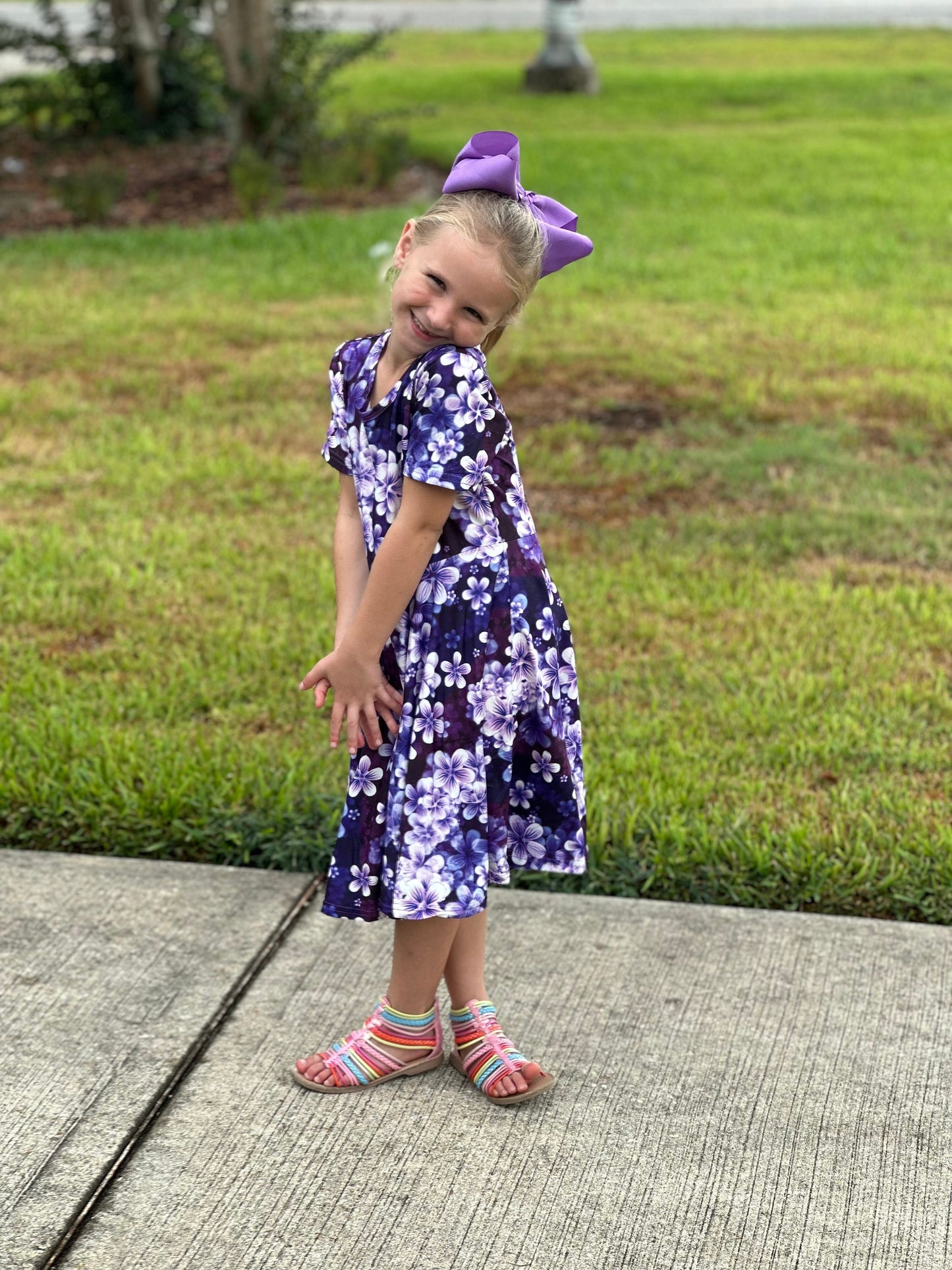 Purple Floral Twirl Dress
