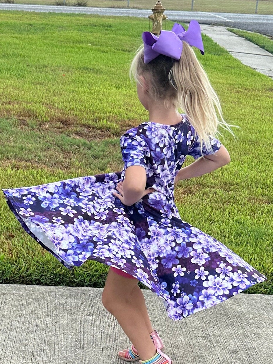 Purple Floral Twirl Dress