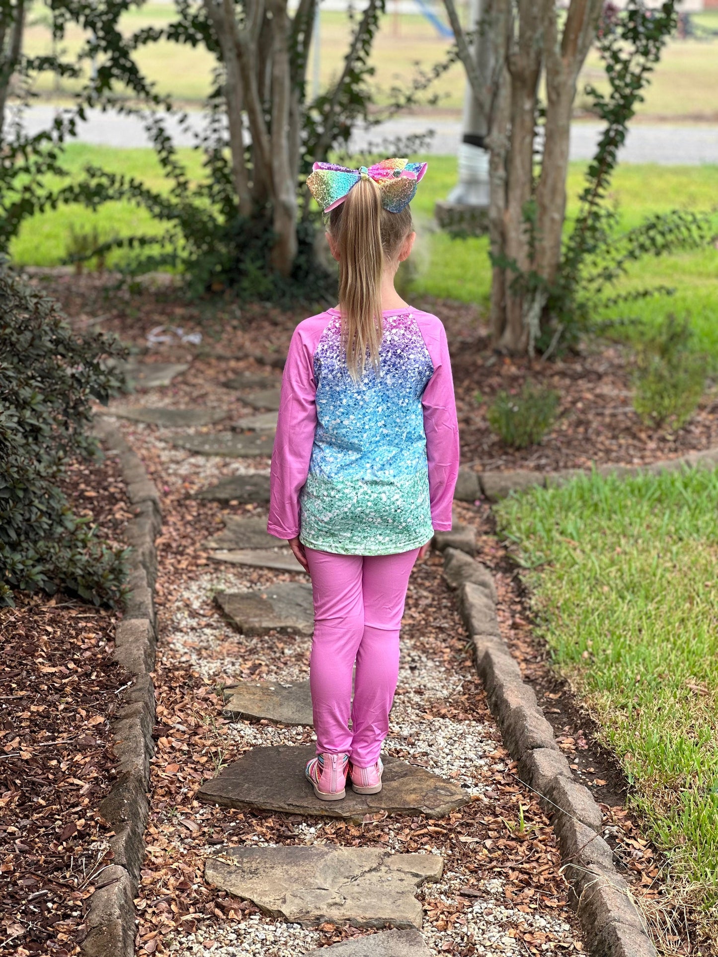 Rainbow Glitter Leggings Set