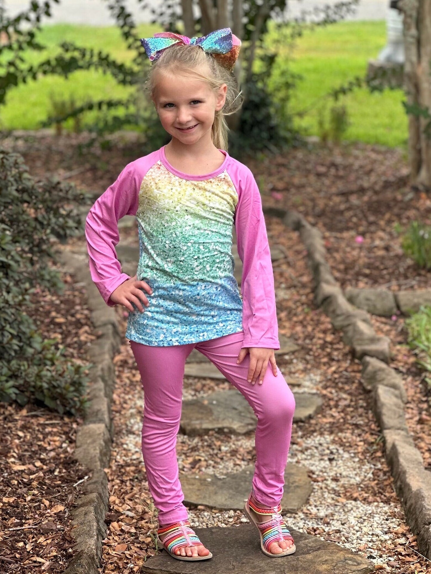Rainbow Glitter Leggings Set