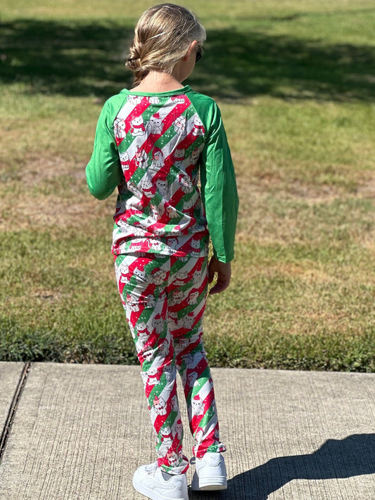 Christmas Kitties and stripes Leggings Set