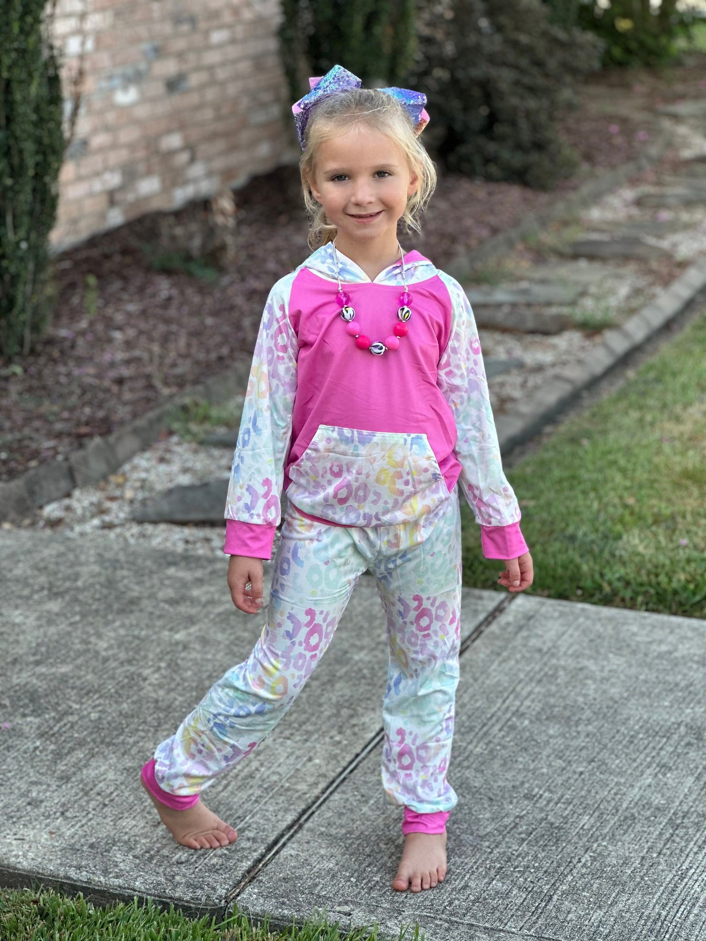Pastel leopard jogger set