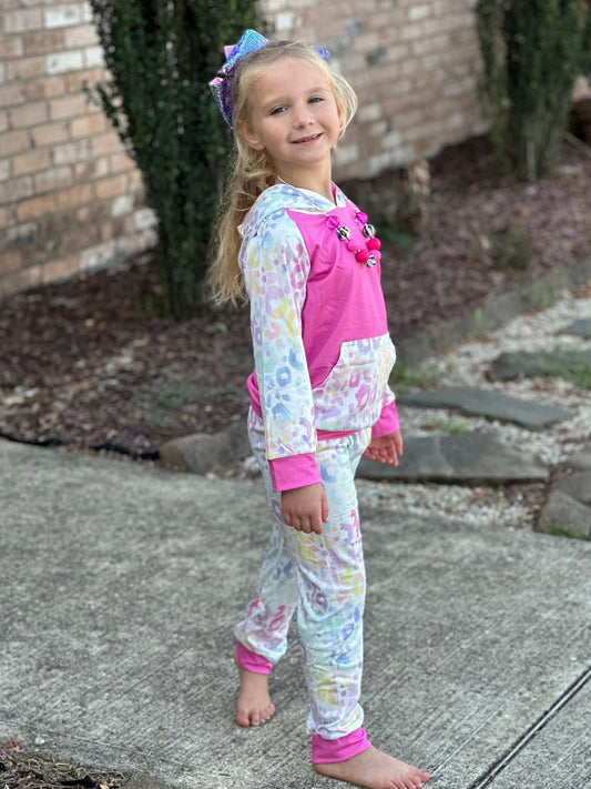 Pastel leopard jogger set