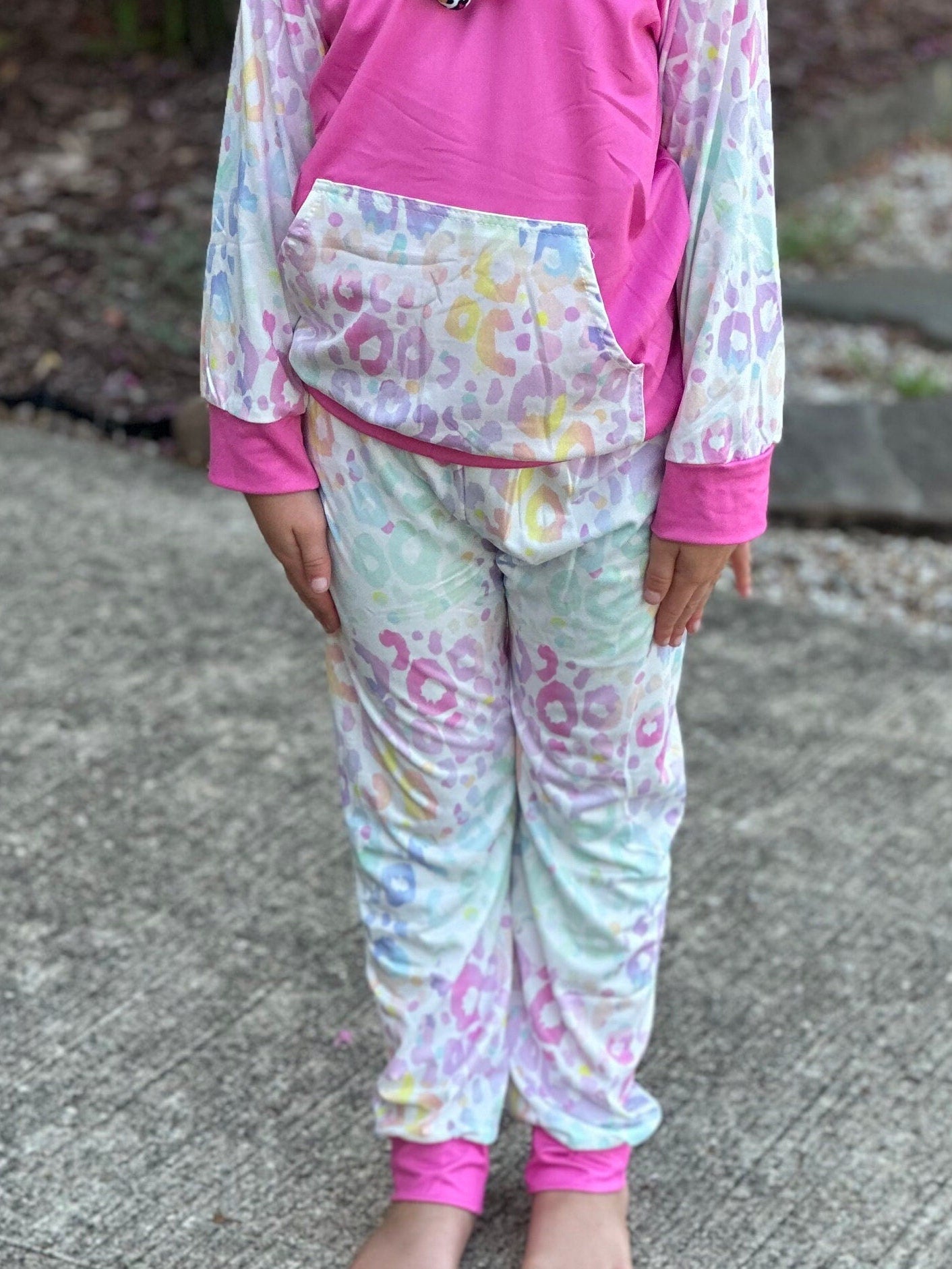 Pastel leopard jogger set