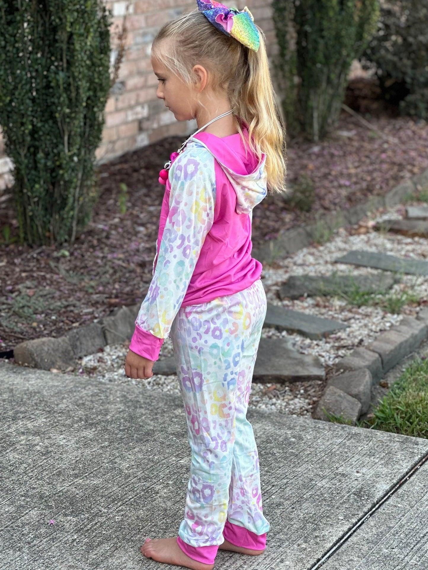 Pastel leopard jogger set
