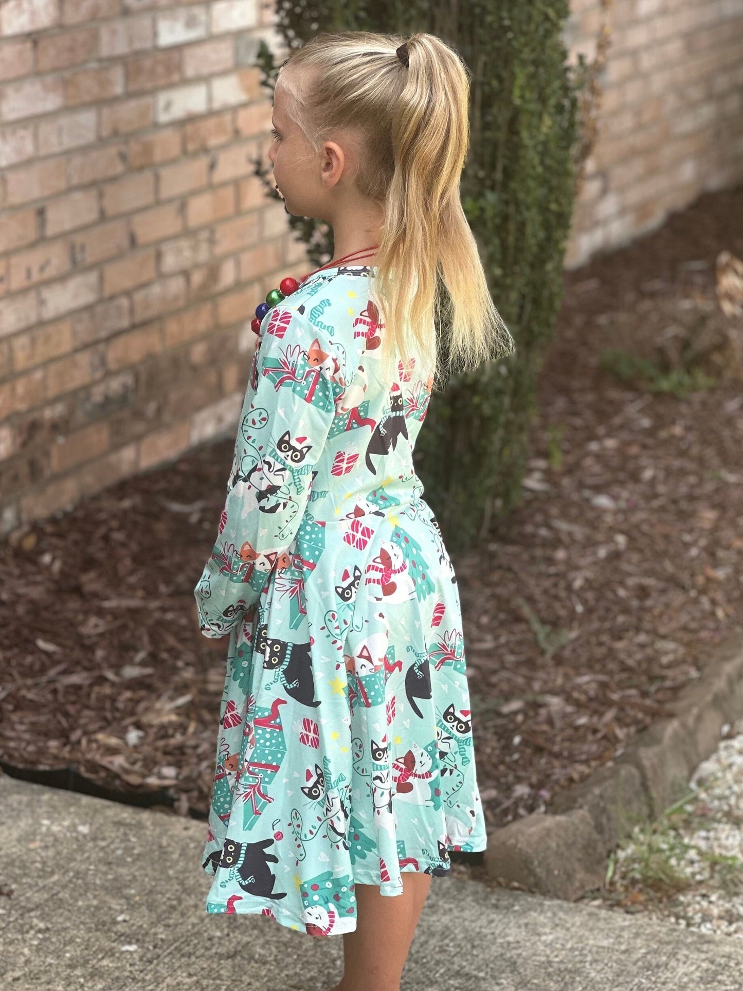 Christmas Kitties and Presents Twirl Dress