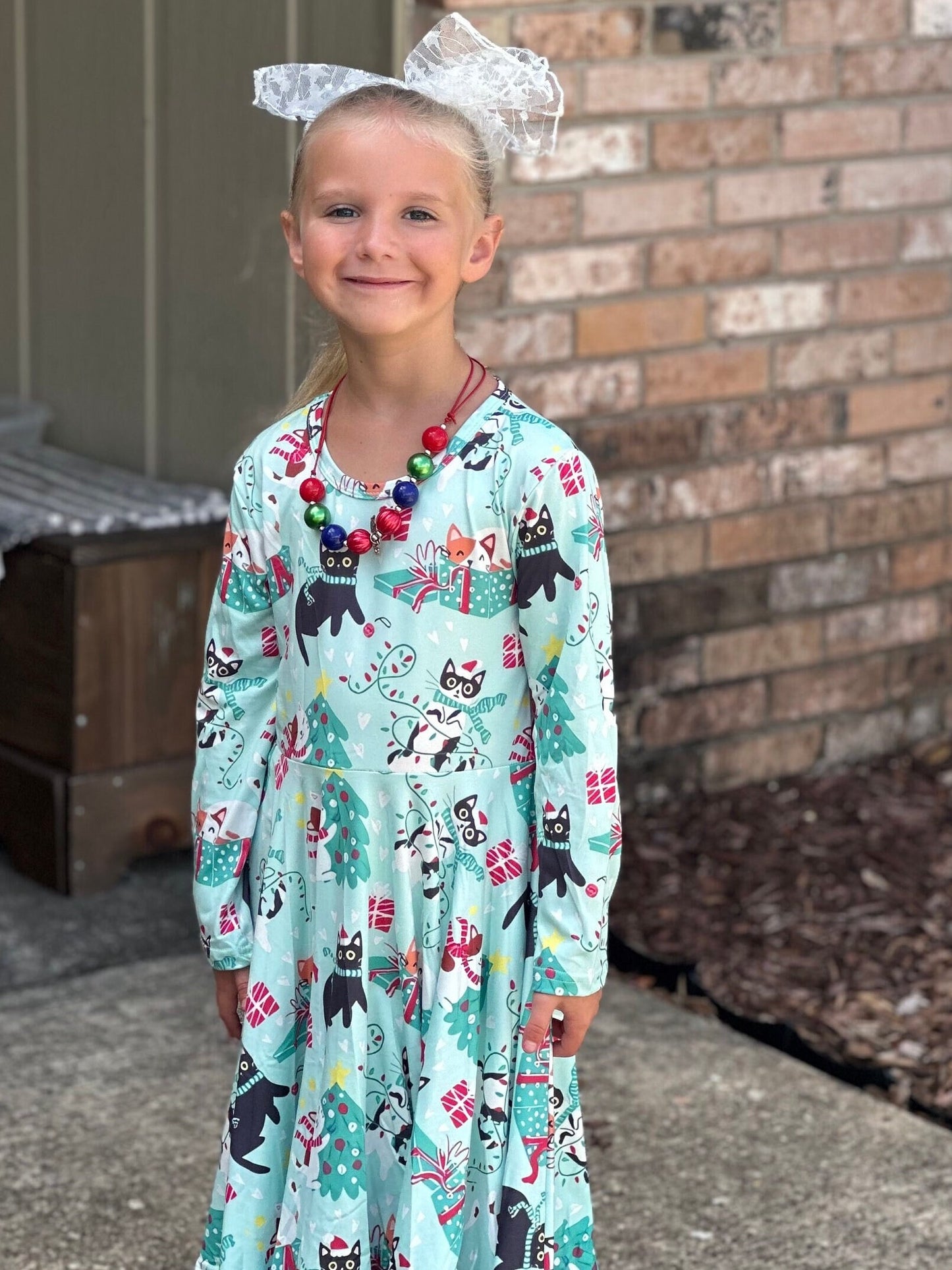 Christmas Kitties and Presents Twirl Dress