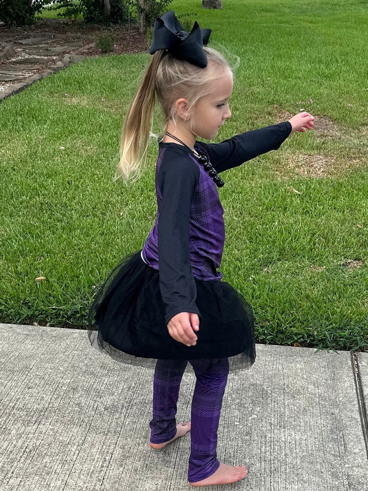 Purple plaid Tulle Leggings Set