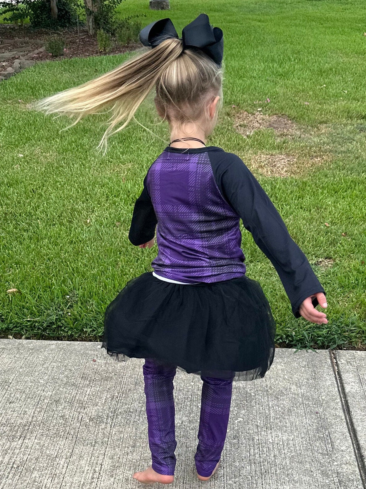 Purple plaid Tulle Leggings Set