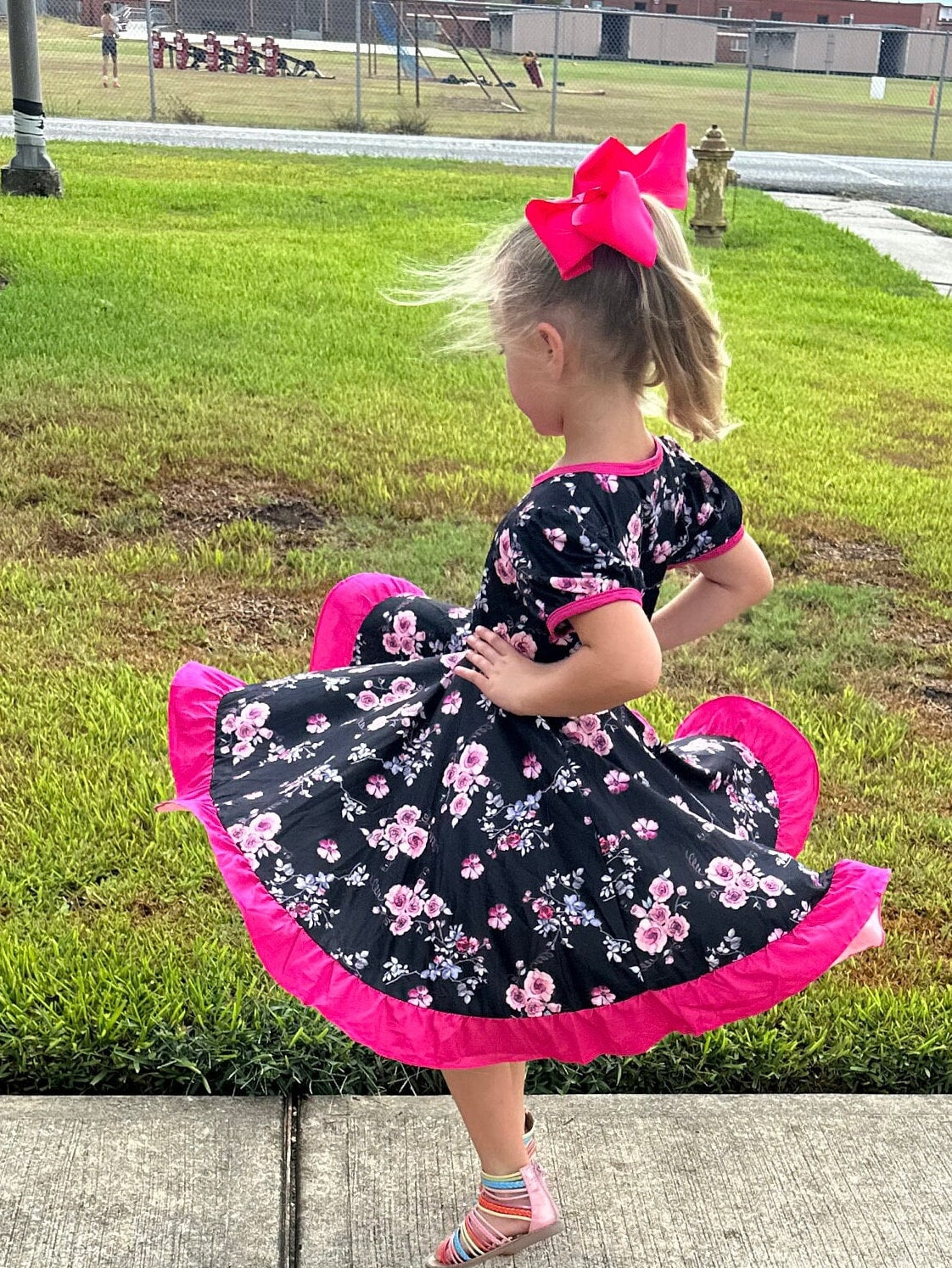 Pink Floral Twirl Dress