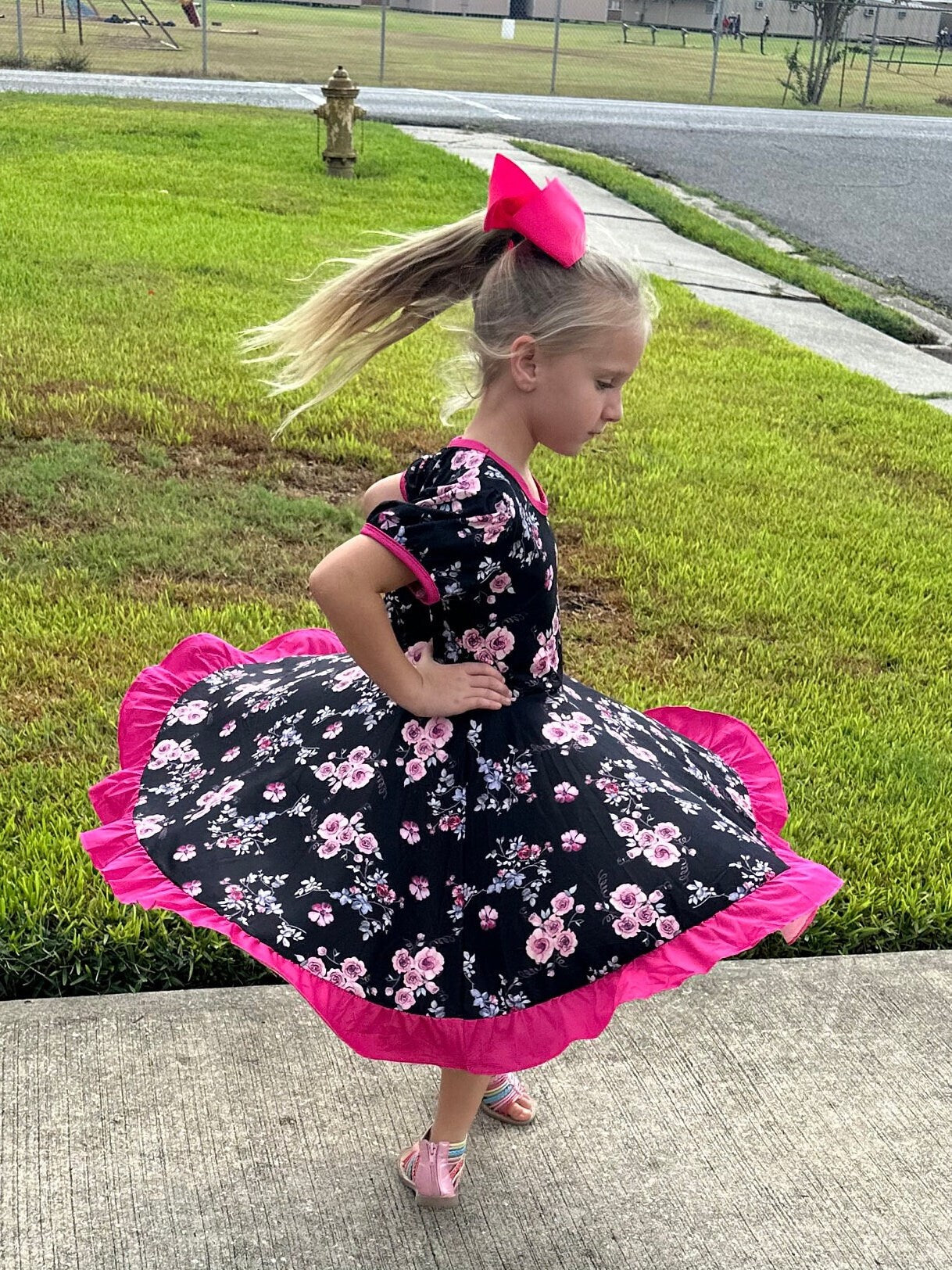 Pink Floral Twirl Dress