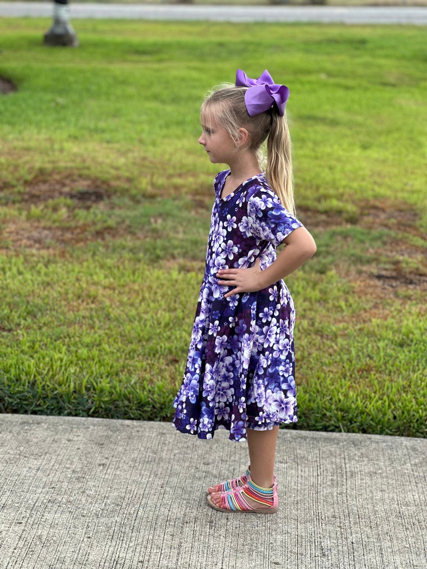 Purple Floral Twirl Dress