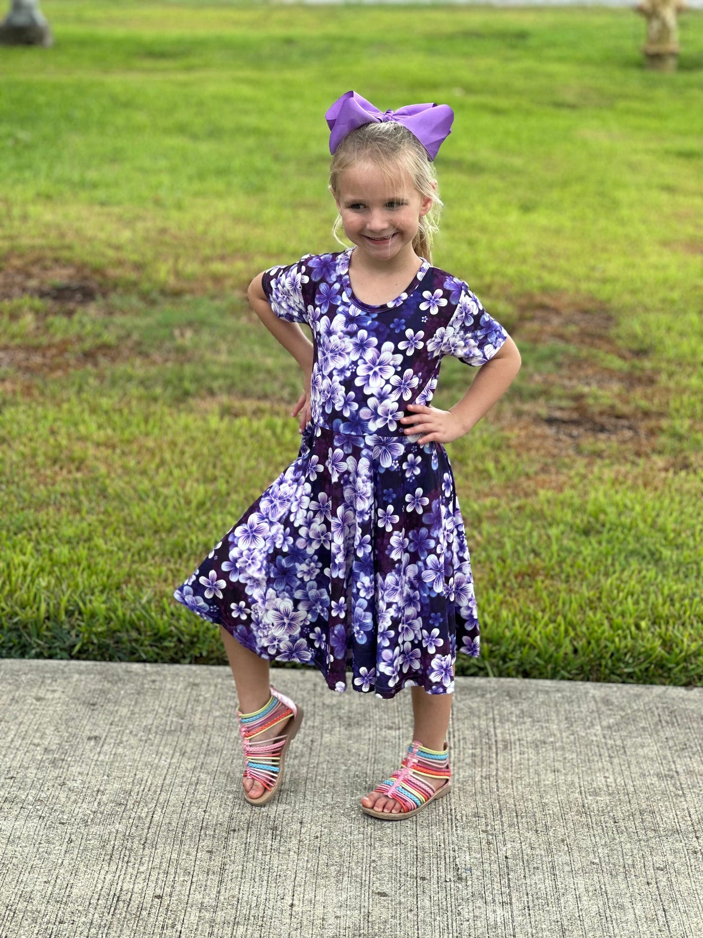 Purple Floral Twirl Dress
