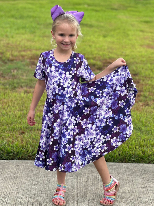 Purple Floral Twirl Dress