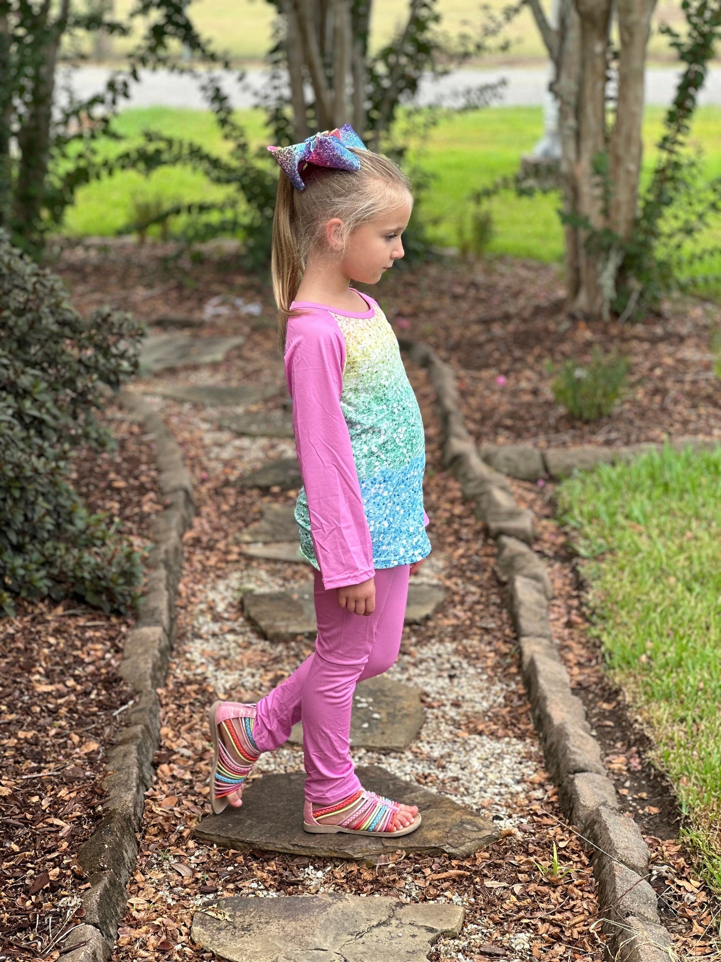 Rainbow Glitter Leggings Set